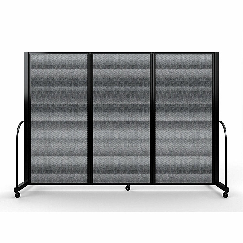 Screenflex Portable Partitions Full Motion Room Dividers 3 Panels - 103" Width x 72" Height - Steel Frame - Fabric, Polyester - Stone - 1 Each (FSH603BDG)