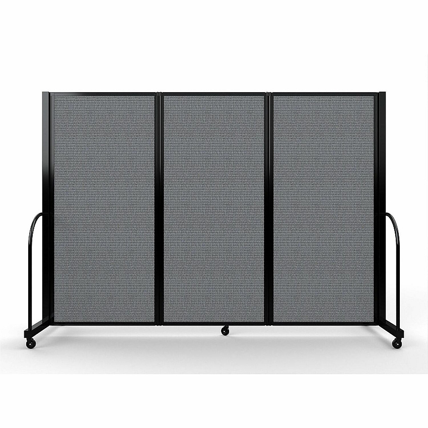 Screenflex Portable Partitions Full Motion Room Dividers 3 Panels - 103" Width x 72" Height - Steel Frame - Fabric, Polyester - Stone - 1 Each (FSH603BDG)