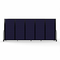 Screenflex Portable Partitions Full Motion Room Dividers 5 Panels - 14.1 ft Width x 72" Height - Steel Frame - Fabric, Polyester - Navy - 1 Each (FSH605BDV)