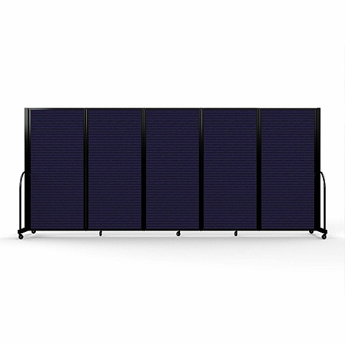 Screenflex Portable Partitions Full Motion Room Dividers 5 Panels - 14.1 ft Width x 72" Height - Steel Frame - Fabric, Polyester - Navy - 1 Each (FSH605BDV)