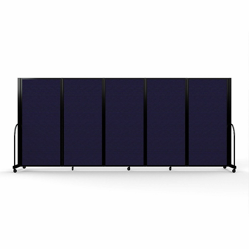 Screenflex Portable Partitions Full Motion Room Dividers 5 Panels - 14.1 ft Width x 72" Height - Steel Frame - Fabric, Polyester - Navy - 1 Each (FSH605BDV)