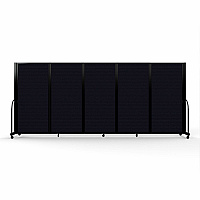 Screenflex Portable Partitions Full Motion Room Dividers 5 Panels - 14.1 ft Width x 72" Height - Steel Frame - Fabric, Polyester - Black - 1 Each (FSH605BDX)