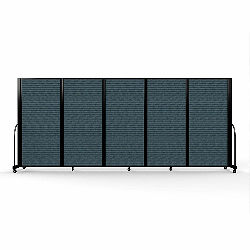 Screenflex Portable Partitions Full Motion Room Dividers 5 Panels - 14.1 ft Width x 72" Height - Steel Frame - Fabric, Polyester - Blue - 1 Each (FSH605BDB)