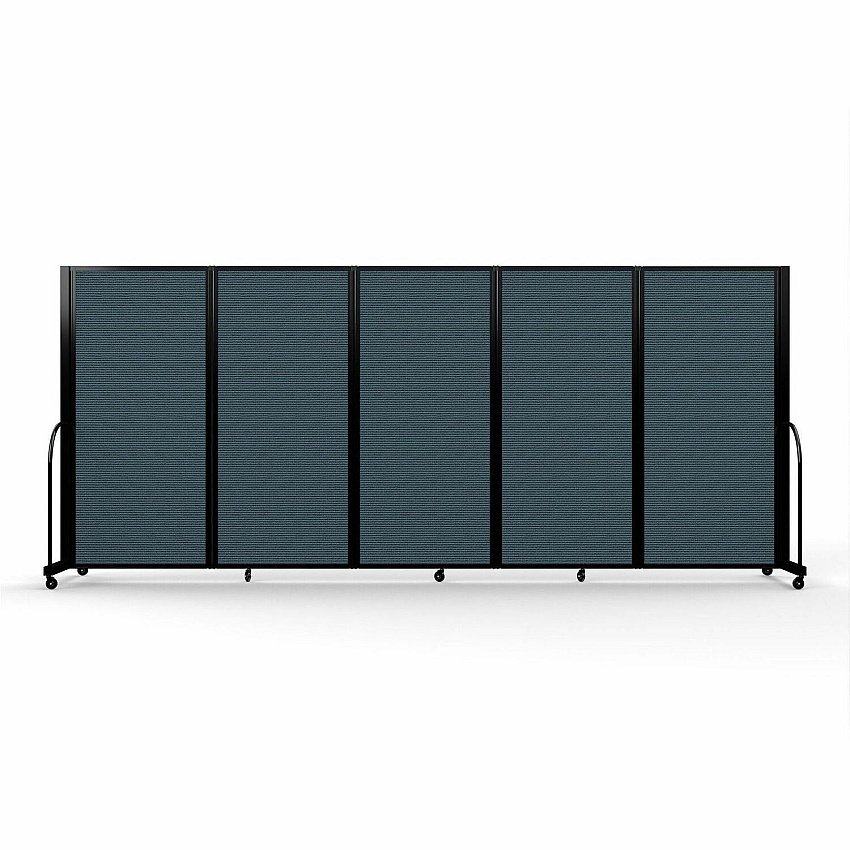 Screenflex Portable Partitions Full Motion Room Dividers 5 Panels - 14.1 ft Width x 72" Height - Steel Frame - Fabric, Polyester - Blue - 1 Each (FSH605BDB)