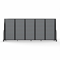 Screenflex Portable Partitions Full Motion Room Dividers 5 Panels - 14.1 ft Width x 72" Height - Steel Frame - Fabric, Polyester - Gray - 1 Each (FSH605BDG)