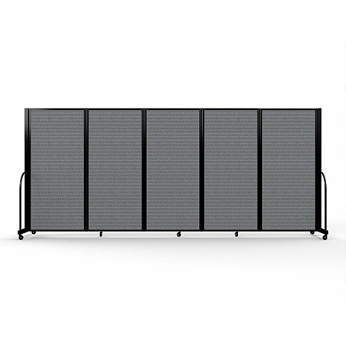 Screenflex Portable Partitions Full Motion Room Dividers 5 Panels - 14.1 ft Width x 72" Height - Steel Frame - Fabric, Polyester - Gray - 1 Each (FSH605BDG)