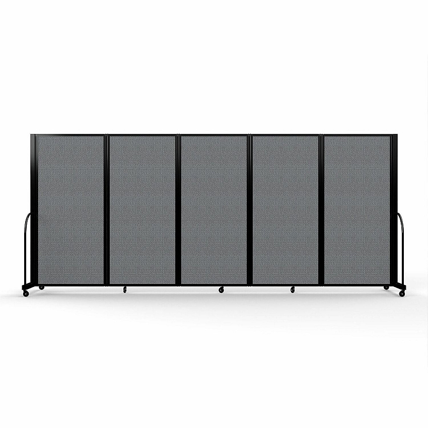 Screenflex Portable Partitions Full Motion Room Dividers 5 Panels - 14.1 ft Width x 72" Height - Steel Frame - Fabric, Polyester - Gray - 1 Each (FSH605BDG)