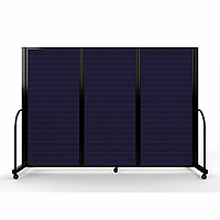 Screenflex Portable Partitions Full Motion Room Dividers 3 Panels - 103" Width x 72" Height - Steel Frame - Fabric, Polyester - Navy - 1 Each (FSH603BDV)