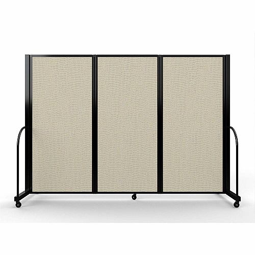 Screenflex Portable Partitions Full Motion Room Dividers 3 Panels - 103" Width x 72" Height - Steel Frame - Fabric, Polyester - Sand - 1 Each (FSH603BSND)