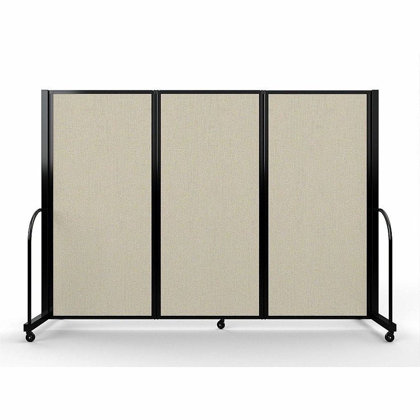 Screenflex Portable Partitions Full Motion Room Dividers 3 Panels - 103" Width x 72" Height - Steel Frame - Fabric, Polyester - Sand - 1 Each (FSH603BSND)