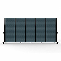 Screenflex Portable Partitions Full Motion Room Dividers 5 Panels - 14.1 ft Width x 82" Height - Steel Frame - Fabric, Polyester - Blue - 1 Each (FSH6105BDB)