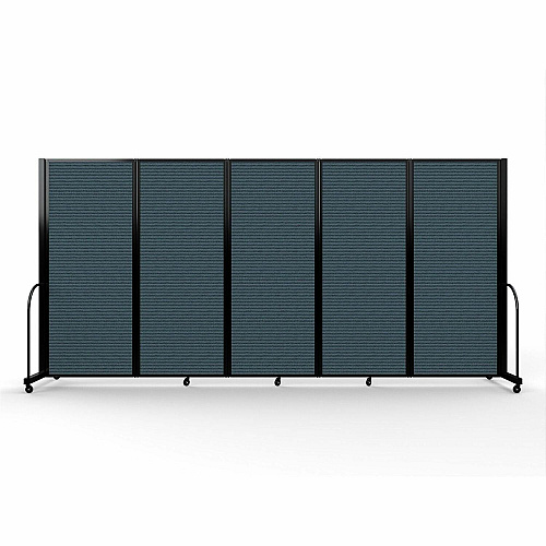 Screenflex Portable Partitions Full Motion Room Dividers 5 Panels - 14.1 ft Width x 82" Height - Steel Frame - Fabric, Polyester - Blue - 1 Each (FSH6105BDB)