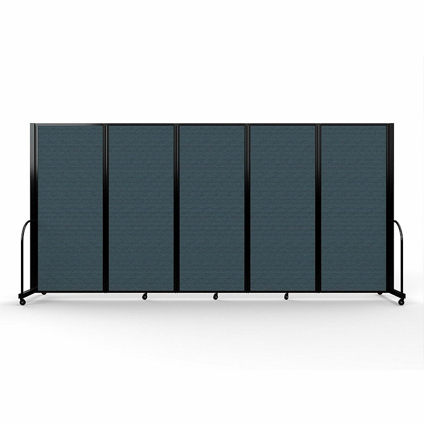 Screenflex Portable Partitions Full Motion Room Dividers 5 Panels - 14.1 ft Width x 82" Height - Steel Frame - Fabric, Polyester - Blue - 1 Each (FSH6105BDB)