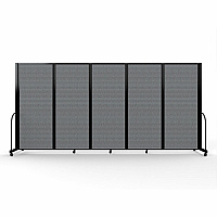 Screenflex Portable Partitions Full Motion Room Dividers 5 Panels - 14.1 ft Width x 82" Height - Steel Frame - Fabric, Polyester - Gray - 1 Each (FSH6105BDG)