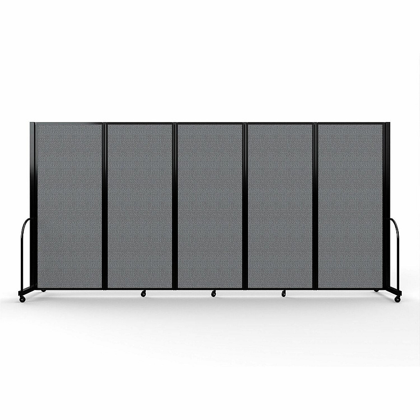 Screenflex Portable Partitions Full Motion Room Dividers 5 Panels - 14.1 ft Width x 82" Height - Steel Frame - Fabric, Polyester - Gray - 1 Each (FSH6105BDG)