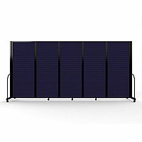 Screenflex Portable Partitions Full Motion Room Dividers 5 Panels - 14.1 ft Width x 82" Height - Steel Frame - Fabric, Polyester - Navy - 1 Each (FSH6105BDV)