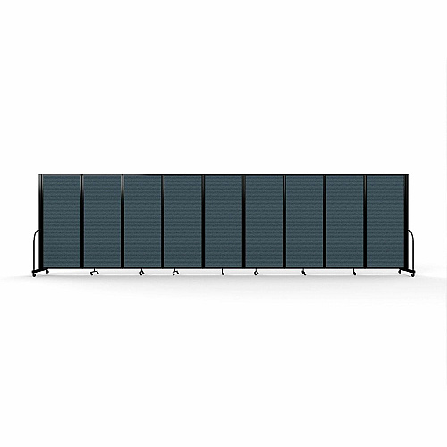 Screenflex Portable Partitions Full Motion Room Dividers 9 Panels - 25.1 ft Width x 82" Height - Steel Frame - Fabric, Polyester - Blue - 1 Each (FSH6109BDB)