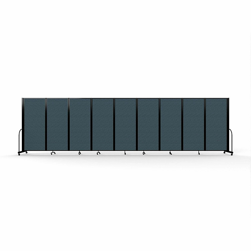 Screenflex Portable Partitions Full Motion Room Dividers 9 Panels - 25.1 ft Width x 82" Height - Steel Frame - Fabric, Polyester - Blue - 1 Each (FSH6109BDB)