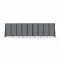 Screenflex Portable Partitions Full Motion Room Dividers 9 Panels - 25.1 ft Width x 82" Height - Steel Frame - Fabric, Polyester - Gray - 1 Each (FSH6109BDG)