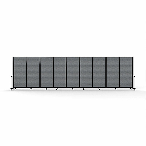 Screenflex Portable Partitions Full Motion Room Dividers 9 Panels - 25.1 ft Width x 82" Height - Steel Frame - Fabric, Polyester - Gray - 1 Each (FSH6109BDG)