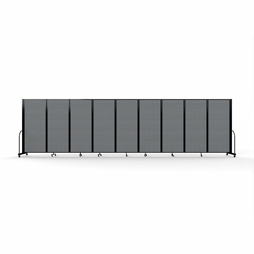Screenflex Portable Partitions Full Motion Room Dividers 9 Panels - 25.1 ft Width x 82" Height - Steel Frame - Fabric, Polyester - Gray - 1 Each (FSH6109BDG)