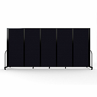 Screenflex Portable Partitions Full Motion Room Dividers 5 Panels - 14.1 ft Width x 82" Height - Steel Frame - Fabric, Polyester - Black - 1 Each (FSH6105BDX)