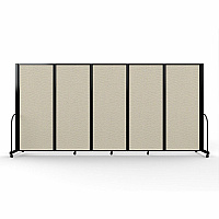 Screenflex Portable Partitions Full Motion Room Dividers 5 Panels - 14.1 ft Width x 82" Height - Steel Frame - Fabric, Polyester - Sand - 1 Each (FSH6105BSND)