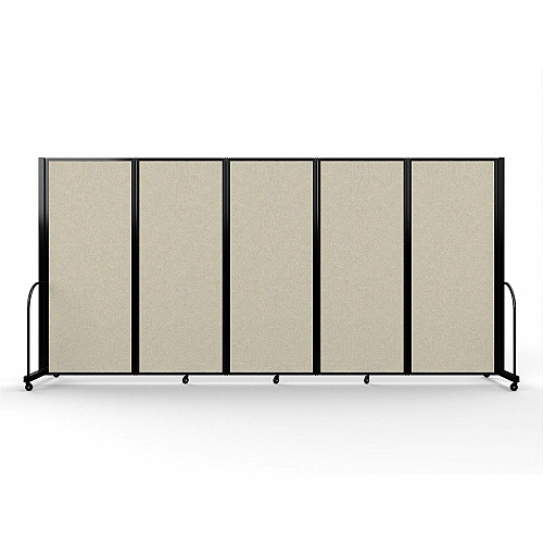 Screenflex Portable Partitions Full Motion Room Dividers 5 Panels - 14.1 ft Width x 82" Height - Steel Frame - Fabric, Polyester - Sand - 1 Each (FSH6105BSND)
