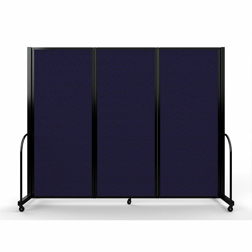Screenflex Portable Partitions Full Motion Room Dividers 3 Panels - 103" Width x 82" Height - Steel Frame - Fabric, Polyester - Navy - 1 Each (FSH6103BDV)