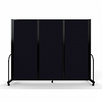 Screenflex Portable Partitions Full Motion Room Dividers 3 Panels - 103" Width x 82" Height - Steel Frame - Fabric, Polyester - Black - 1 Each (FSH6103BDX)