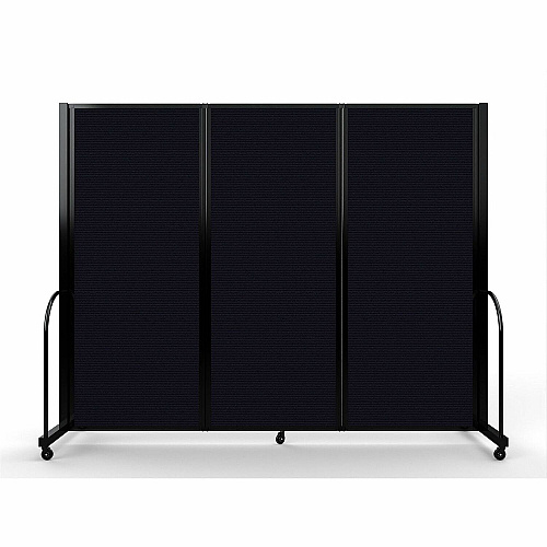Screenflex Portable Partitions Full Motion Room Dividers 3 Panels - 103" Width x 82" Height - Steel Frame - Fabric, Polyester - Black - 1 Each (FSH6103BDX)