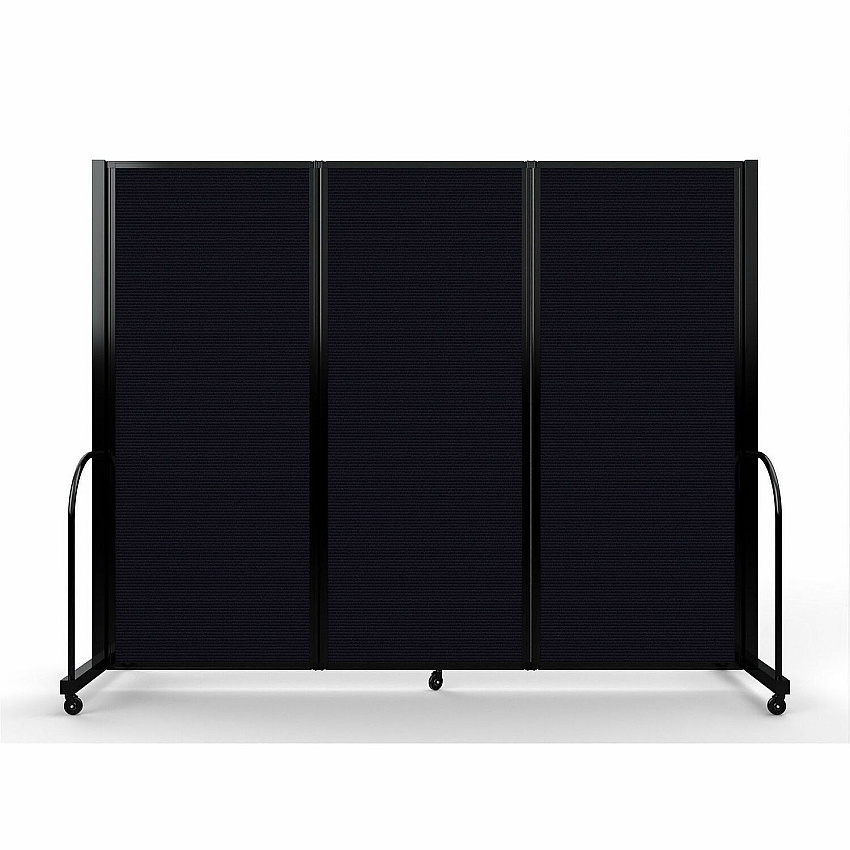 Screenflex Portable Partitions Full Motion Room Dividers 3 Panels - 103" Width x 82" Height - Steel Frame - Fabric, Polyester - Black - 1 Each (FSH6103BDX)