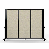 Screenflex Portable Partitions Full Motion Room Dividers 3 Panels - 103" Width x 82" Height - Steel Frame - Fabric, Polyester - Sand - 1 Each (FSH6103BSND)