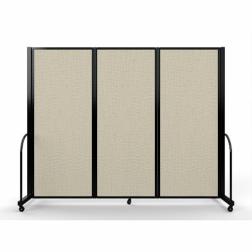 Screenflex Portable Partitions Full Motion Room Dividers 3 Panels - 103" Width x 82" Height - Steel Frame - Fabric, Polyester - Sand - 1 Each (FSH6103BSND)