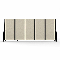Screenflex Portable Partitions Full Motion Room Dividers 5 Panels - 14.1 ft Width x 72" Height - Steel Frame - Fabric, Polyester - Sand - 1 Each (FSH605BSND)