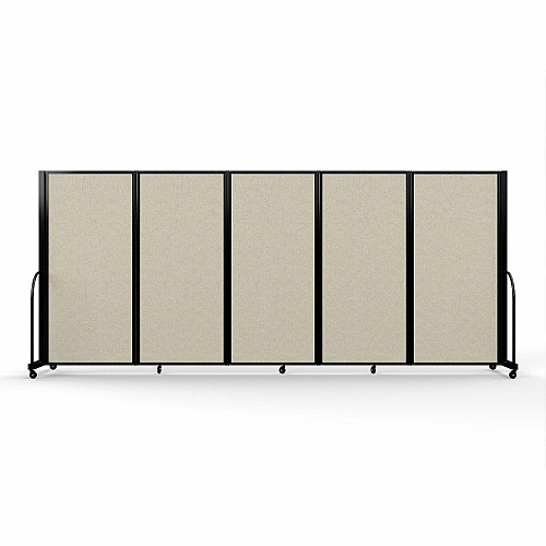 Screenflex Portable Partitions Full Motion Room Dividers 5 Panels - 14.1 ft Width x 72" Height - Steel Frame - Fabric, Polyester - Sand - 1 Each (FSH605BSND)
