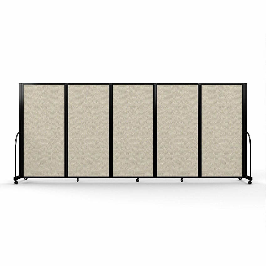 Screenflex Portable Partitions Full Motion Room Dividers 5 Panels - 14.1 ft Width x 72" Height - Steel Frame - Fabric, Polyester - Sand - 1 Each (FSH605BSND)