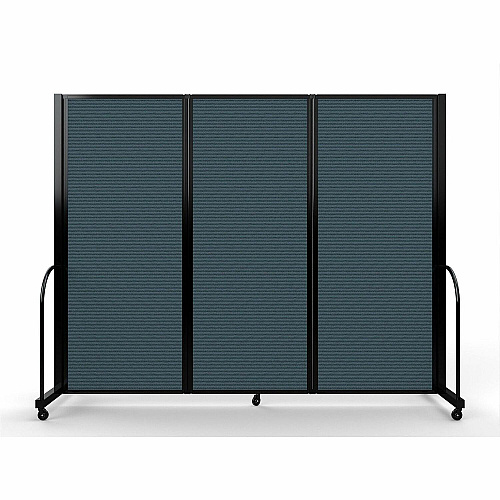 Screenflex Portable Partitions Full Motion Room Dividers 3 Panels - 103" Width x 82" Height - Steel Frame - Fabric, Polyester - Blue - 1 Each (FSH6103BDB)