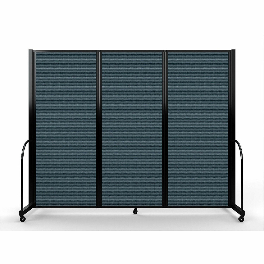Screenflex Portable Partitions Full Motion Room Dividers 3 Panels - 103" Width x 82" Height - Steel Frame - Fabric, Polyester - Blue - 1 Each (FSH6103BDB)
