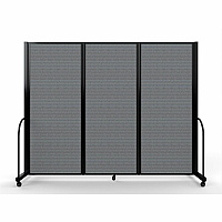 Screenflex Portable Partitions Full Motion Room Dividers 3 Panels - 103" Width x 82" Height - Steel Frame - Fabric, Polyester - Gray - 1 Each (FSH6103BDG)