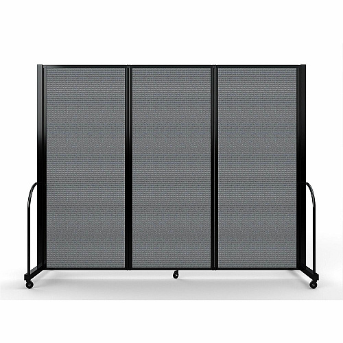 Screenflex Portable Partitions Full Motion Room Dividers 3 Panels - 103" Width x 82" Height - Steel Frame - Fabric, Polyester - Gray - 1 Each (FSH6103BDG)
