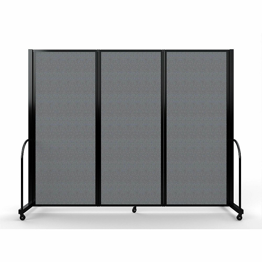 Screenflex Portable Partitions Full Motion Room Dividers 3 Panels - 103" Width x 82" Height - Steel Frame - Fabric, Polyester - Gray - 1 Each (FSH6103BDG)