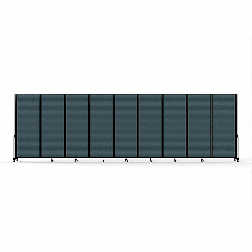 Screenflex Portable Partitions Full Motion Room Dividers 9 Panels - 25.1 ft Width x 90" Height - Steel Frame - Fabric, Polyester - Blue - 1 Each (FSH769BDB)