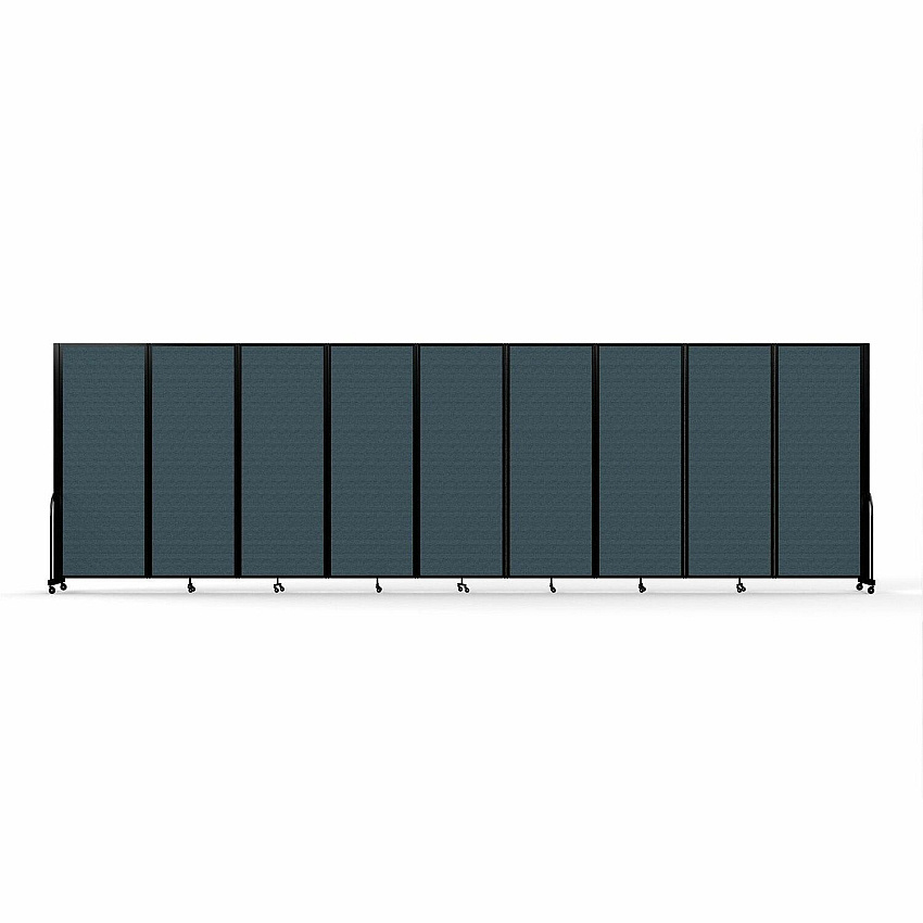 Screenflex Portable Partitions Full Motion Room Dividers 9 Panels - 25.1 ft Width x 90" Height - Steel Frame - Fabric, Polyester - Blue - 1 Each (FSH769BDB)