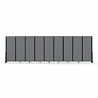 Screenflex Portable Partitions Full Motion Room Dividers 9 Panels - 25.1 ft Width x 90" Height - Steel Frame - Fabric, Polyester - Gray - 1 Each (FSH769BDG)