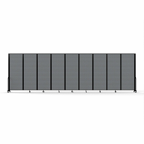 Screenflex Portable Partitions Full Motion Room Dividers 9 Panels - 25.1 ft Width x 90" Height - Steel Frame - Fabric, Polyester - Gray - 1 Each (FSH769BDG)