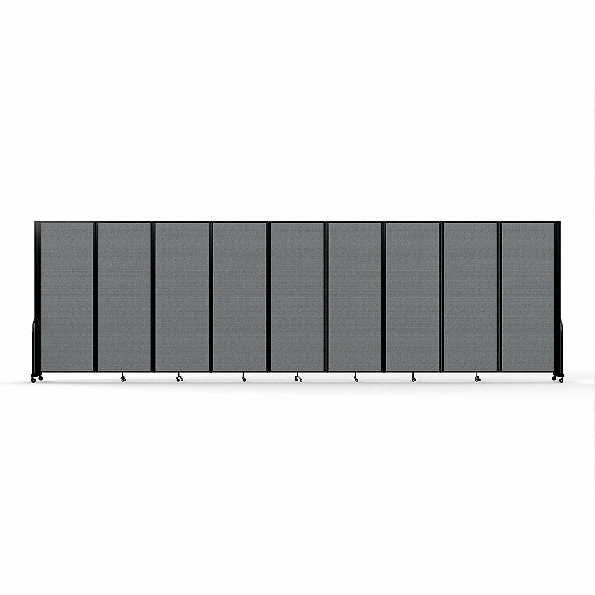 Screenflex Portable Partitions Full Motion Room Dividers 9 Panels - 25.1 ft Width x 90" Height - Steel Frame - Fabric, Polyester - Gray - 1 Each (FSH769BDG)