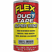 FLEX SEAL Super Wide Duct Tape 20 ft Length x 7.50" Width - Gray - Rubber Adhesive - Water Resistant, Weather Resistant, UV Resistant - For Reinforcing, Box, Household, Repair, DIY, Sealing, Drafting, Window, Door, Furniture, Fabric, ... - 3  (DTGRYR7520)