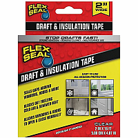 FLEX SEAL Draft Tape 16 ft Length x 2" Width - Clear - Weather Proof, Moisture Proof, Cold Resistant, Crack Resistant, Dust Resistant, Moisture Resistant - For Drafting, Insulating, Window, Door, Sealing, Indoor, Outdoor, Multi Surface, Nonpo (DFSCLR0216)