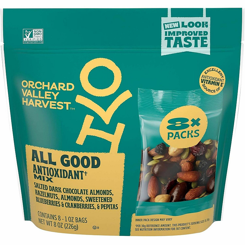 Orchard Valley Harvest Snack Box Gluten-free, No Artificial Color, No Artificial Flavor, Preservative-free - Dark Chocolate - 1 oz - 8/Bag - 16 / Carton (22002944)